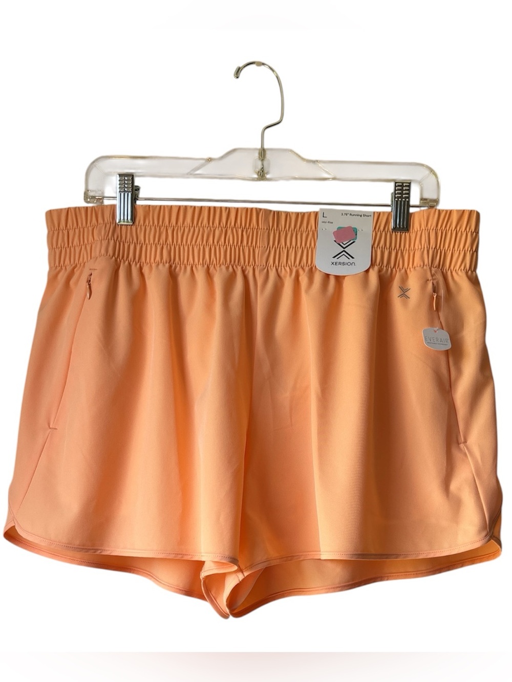XERSION Elastic-Waist 3.75” Lined Breathable Athletic Shorts in Orange Sherbet L